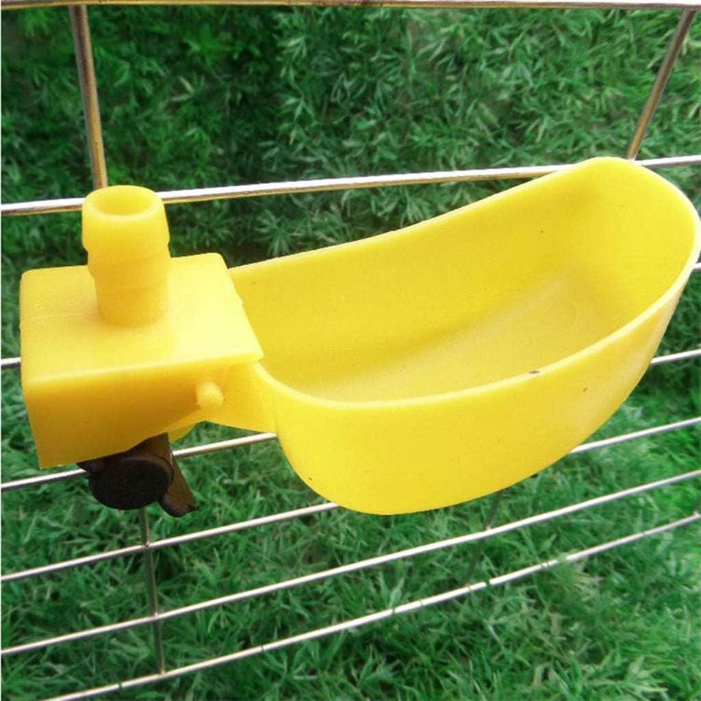 Auto-Fill Quail Water Cups 12Sets DIY Clips-on Cage for Bird Rabbit(Yellow)