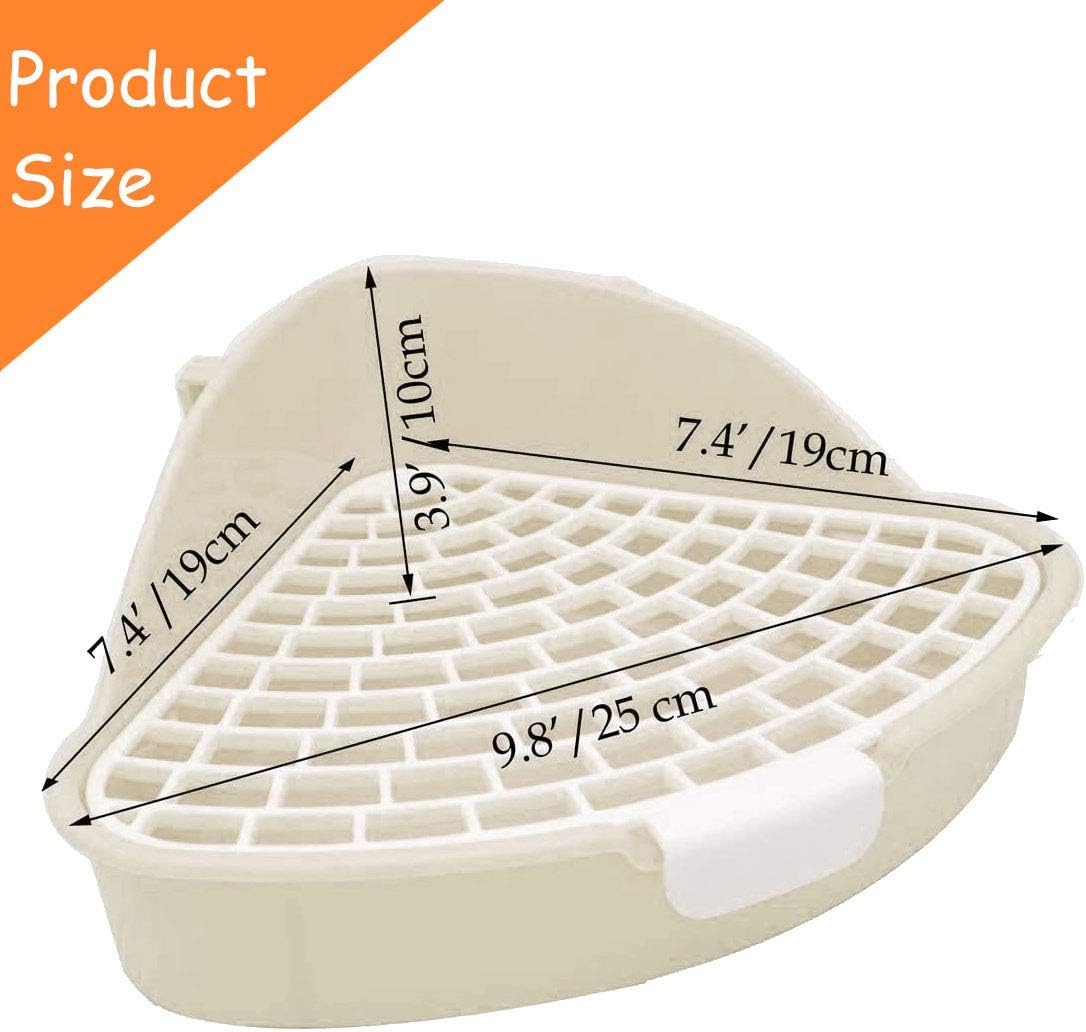 Hamiledyi Triangle Potty Trainer Corner Bunny Toilet Plastic Pet Pan Guinea Pig Litter Bedding Box for Baby Rabbit Guinea Pig Hamster Chinchillas Ferret Small Animals(White)