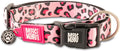 Max & Molly Urban Pets Smart ID Dog Collar - Soft Neoprene, Waterproof, Machine Washable, Power Buckle, Gotcha! QR Tag & Custom App Profile, Leopard Pink S