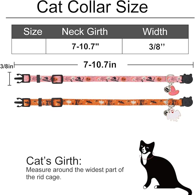 Halloween Cat Collar, Cotton 2 Pack Cat Collar - Image 3