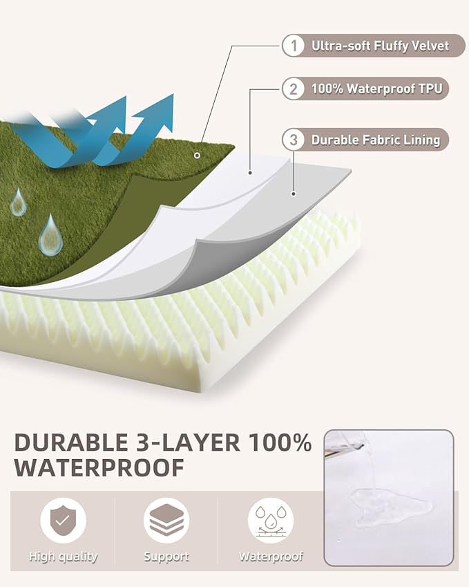 KSIIA Orthopedic Dog Bed Crate Waterproof Pet Mats - Image 5