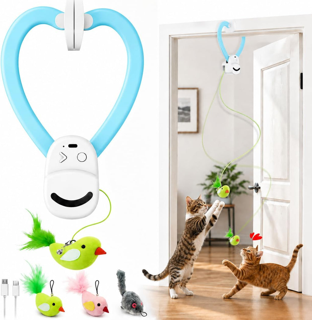 Interactive Cat Toys for Indoor Cats, Clip-On Automatic Flying Bird
