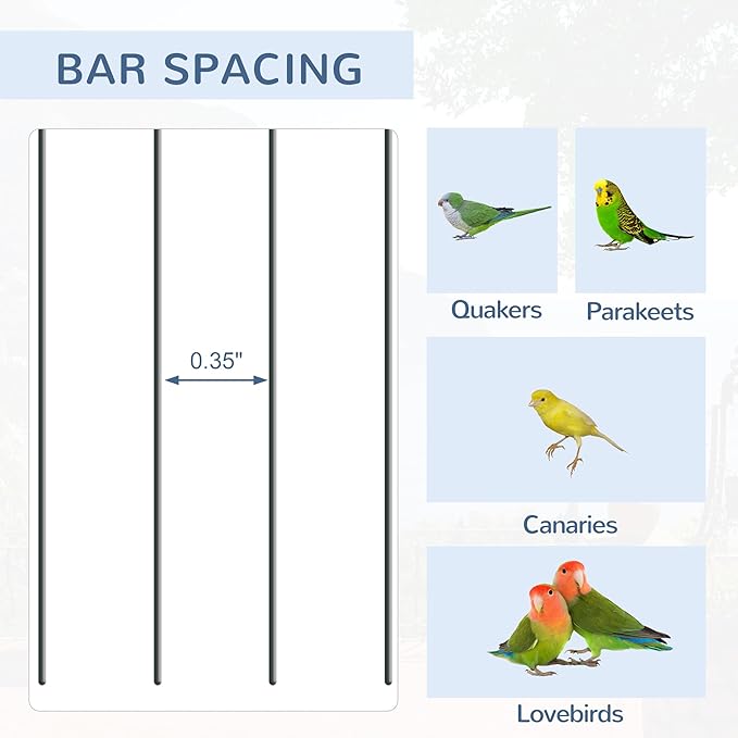 Pawhut 45-inch Metal Indoor Bird Cage, Parrot Cage, Bird Aviary - Image 3