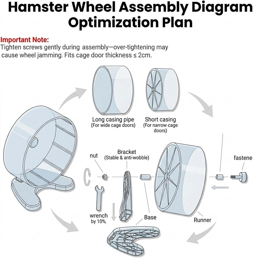 Hamster Wheel, 6.5" Super-Silent Exercise Wheels, Dual-Bearings Quiet Spinner Running Wheels, 3 Installation Methods, Fits Any Hamster Cage, Hamsters Toy for Dwarf Hamsters, Gerbils, and Small Pets.