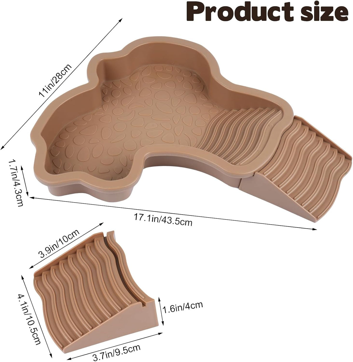 Large Reptile Bathing Pool, Tortoise Food Water Bowls with Ramp, Reptile Feeding Dish Water Bowl Bathing Pool Aquarium Ornament for Gecko, Snake, Turtle, Bearded Dragon, Lizard Bath