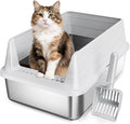 Stainless Steel Cat Litter Box, Odor Free Metal Litter Box by KISENG