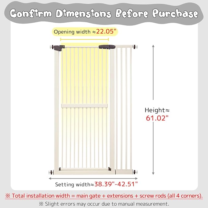 Lumizone Extra Tall Cat Gate 61.02" High Pressure Mounted Extra Wide - Image 2
