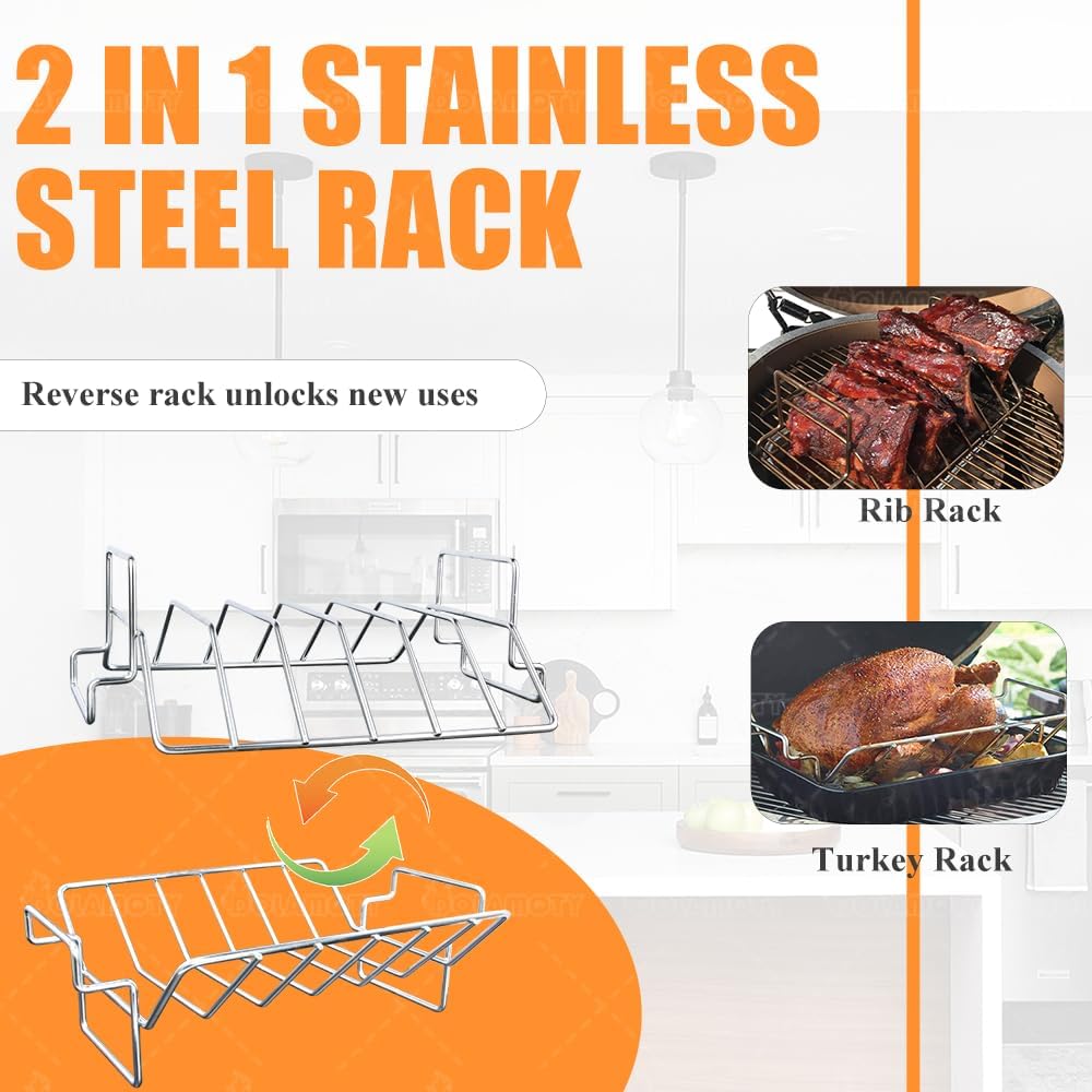 Turkey Roaster Roasting Rack with Pan for Oven, Stainless Steel
