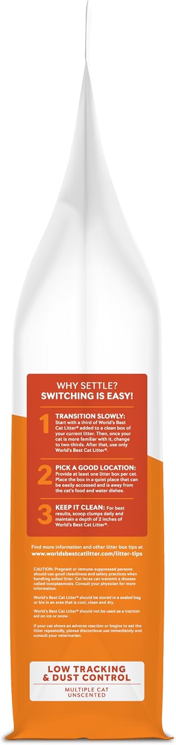 World's Best Cat Litter Low Tracking & Dust Control, Unscented, 32 lb Bag