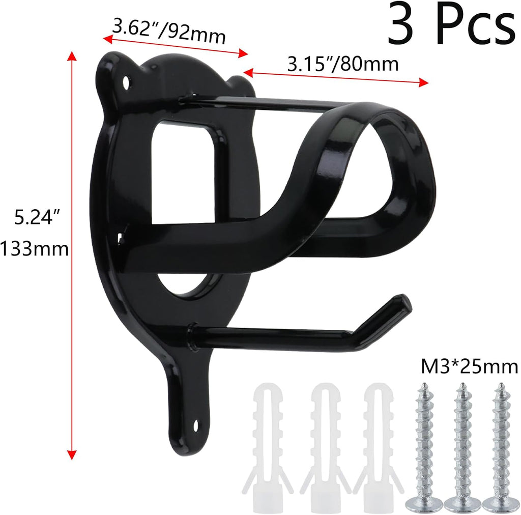 Semetall Horse Bridle Rack,3Pcs Black