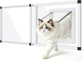 Unbreakable PC Cat Door for Window – 100% Polycarbonate | No Metal Frame & Glass | Fits 22"-28.5" Width Window, 1-Min Install, Adjustable Window Cat Door Insert with 4 Locking Models