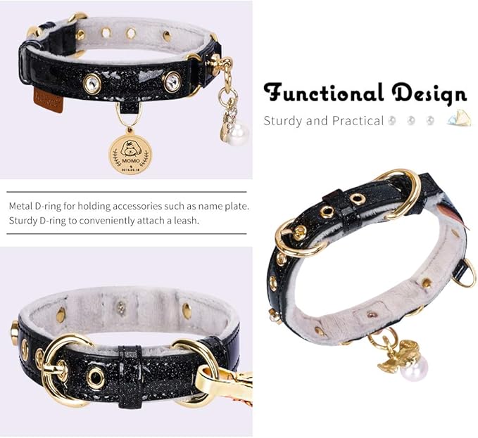 PetsHome Cat Collar, Dog Collar, PU Leather Adjustable Pet Collar - Image 3