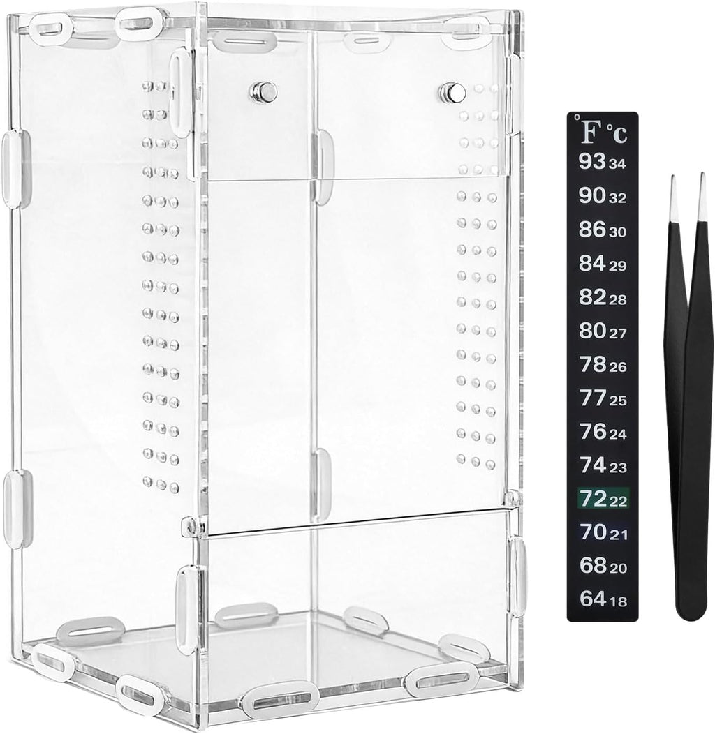 Jumping Spider Enclosure, Acrylic Terrarium for Small Reptiles, 4x4x8 Inch