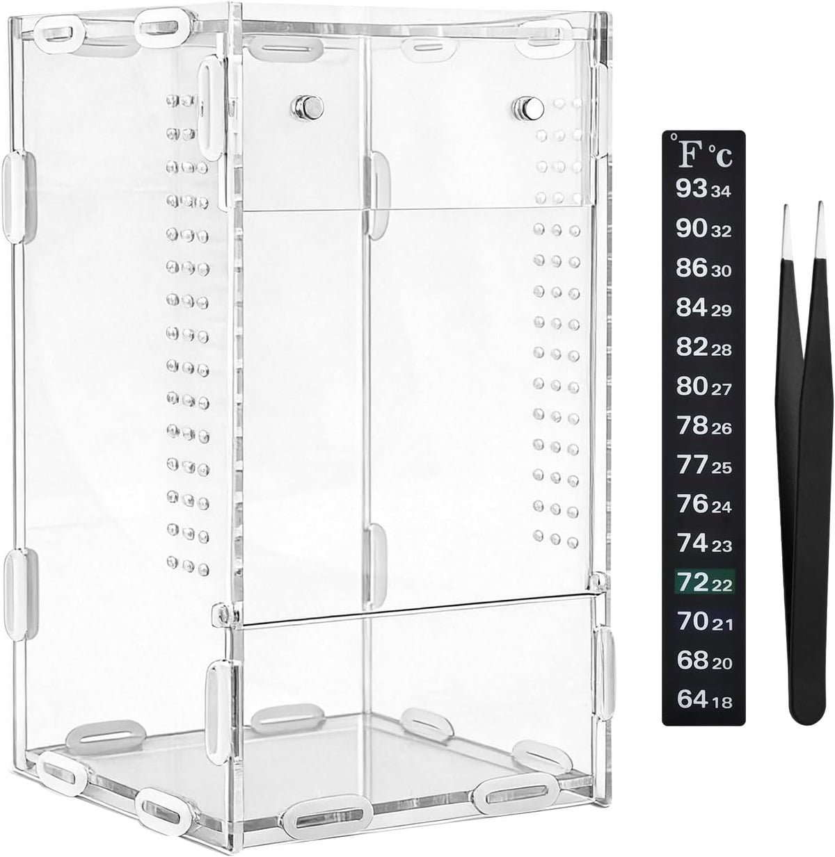 Jumping Spider Enclosure, Acrylic Terrarium for Small Reptiles, 4x4x8 Inch