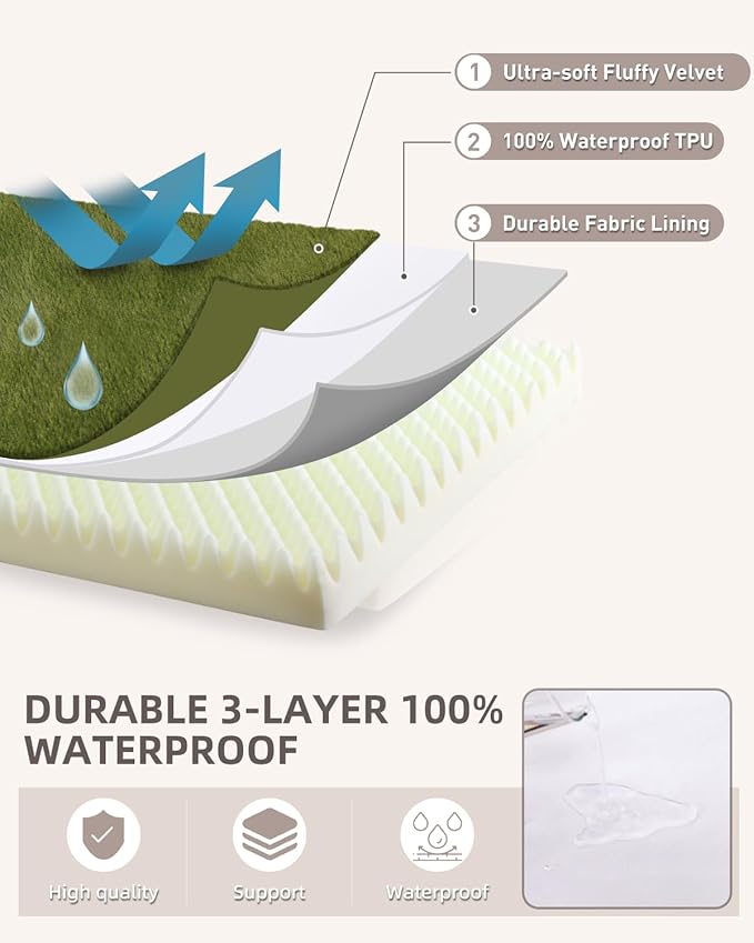 KSIIA Orthopedic Dog Bed Crate Waterproof Pet Mats - Image 5
