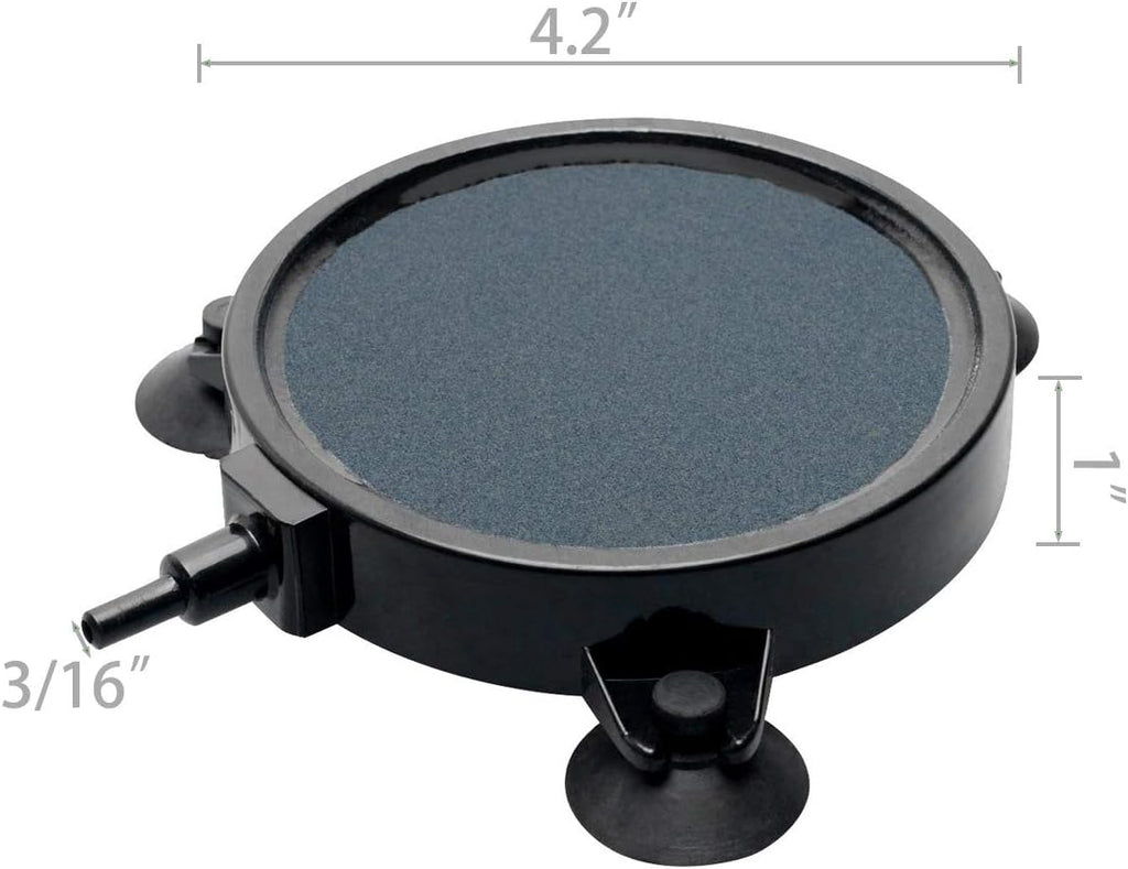 PINVNBY 4.2-Inch Air Stone Disc Bubble Diffuser with Suction Cups for Oxygenation in Fresh/Saltwater Tanks, Ponds, Hydroponic, Aquaponics, and as a Decorative Airstone for Aquariums