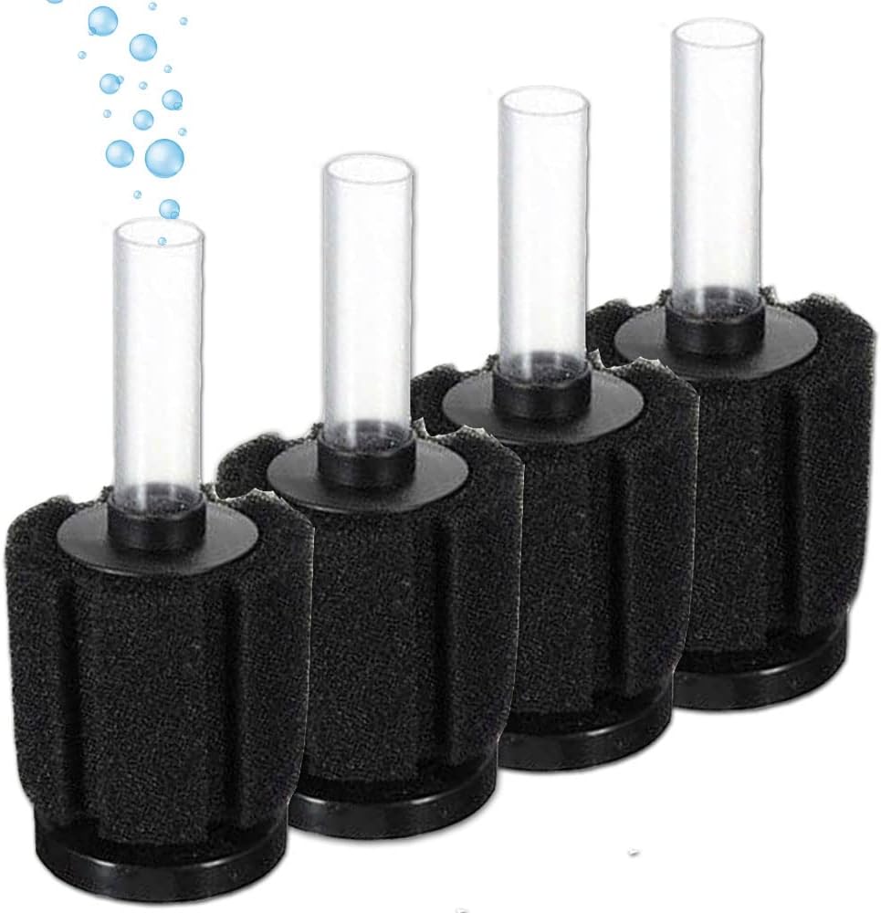 Bio Sponge Filter Air Pump Driven Up to 20 Gallon Each, Breeding Fry Betta Shrimp Fish Tank Aquarium (Small 4-Pack)