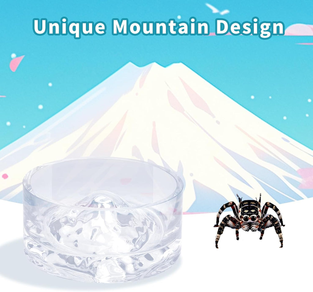 Jumping Spider Enclosure Accessories, 2 Pack Glass Feeding Dish for Food and Water, Little Food Bowl for Jumping Spider, Tarantula, Beetle and Other Small Pets