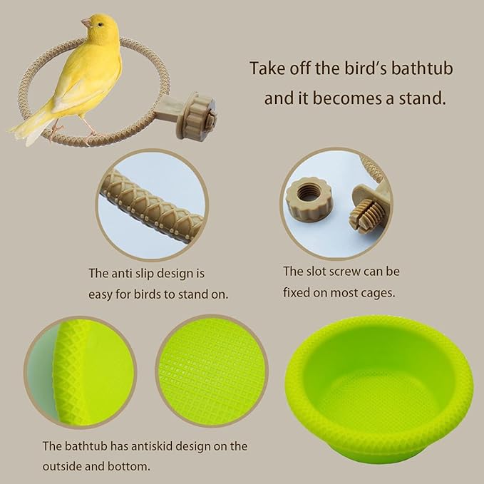 FOIBURELY Multi-Function Caged Bird Bath Bird Cage Parrot Supplies Bathing Tub - Image 2