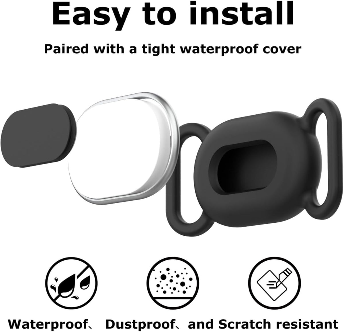 2 Pack Pets Collar Holder for Xiaomi Tag,Lostproof Tracker, Pet Tracking, Waterproof Protective Case (Black+White)