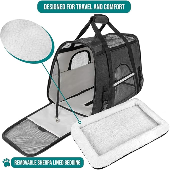 PetAmi Airline Approved Soft Sided Dog & Cat Carrier, Ventilated Pet Carrying - Image 4