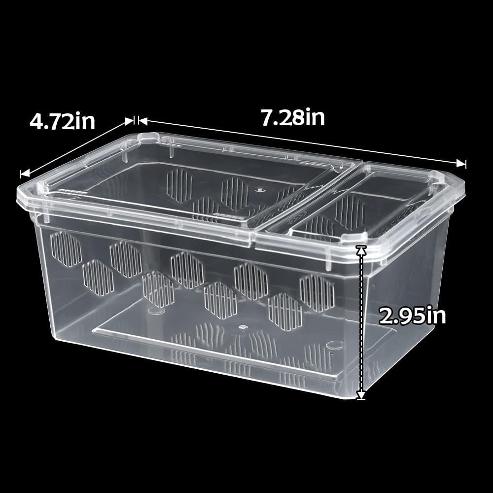 6 Pack Reptile Feeding Box Breeding Box Transparent Hatching Container Plastic Feeding Box for Small Reptiles Amphibians Spiders Scorpions Geckos Tortoises Treefrogs (Small Size)