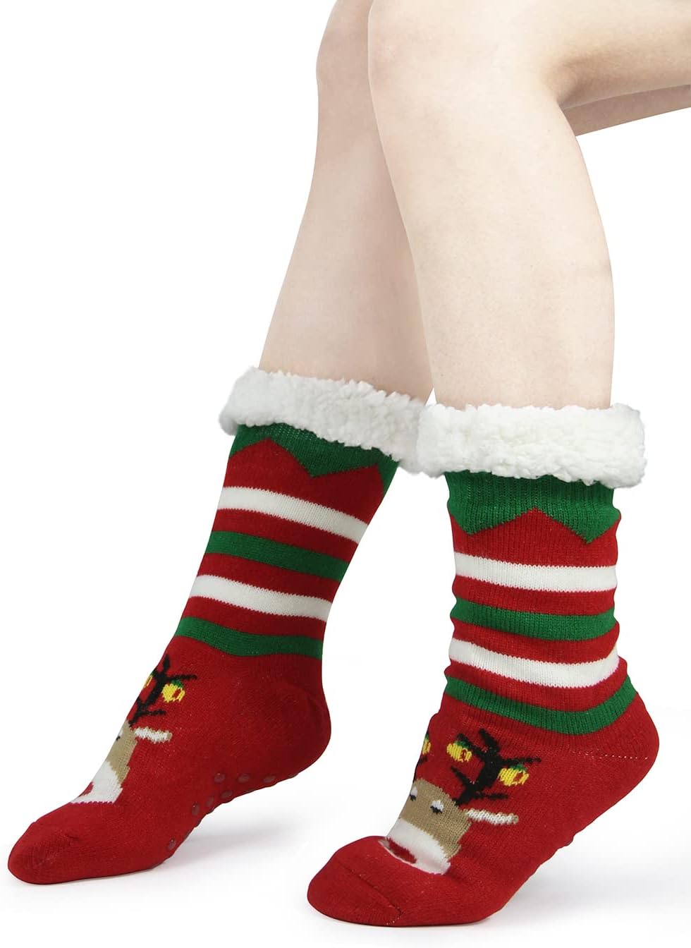 Slipper Socks for Women with Gripper Thick Fuzzy Christmas Gift