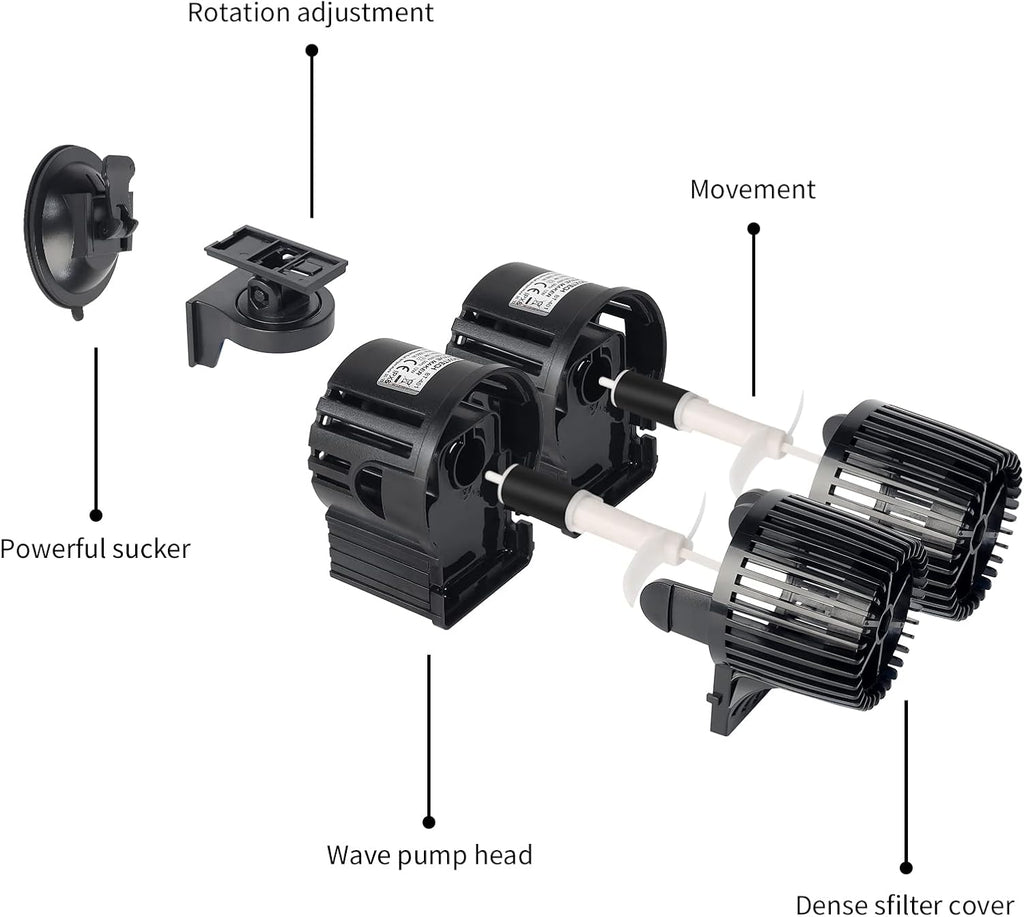 UPETTOOLS 6340 GPH Aquarium Circulation Pump, 360° Wave Maker