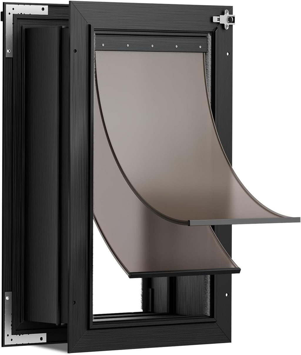 2-Flap Large Dog Door for Wall, All Aluminum Doggy Door, Pets Up to 110 LB