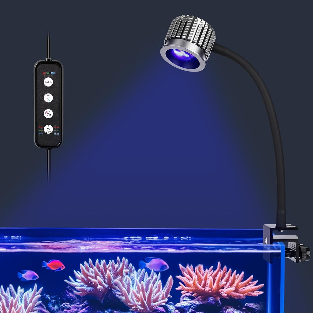 fishkeeper Saltwater Aquarium Light for 5-10 Gallon, 24/7 Reef LED Light