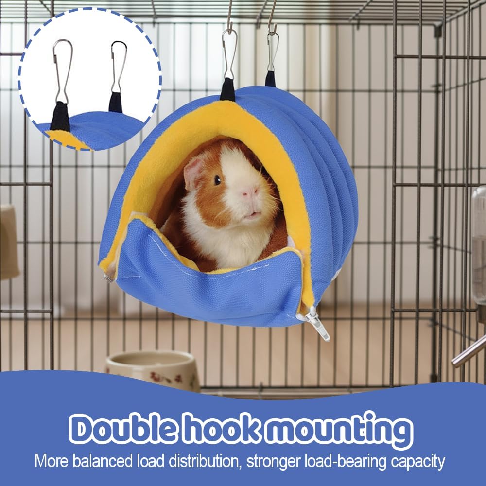 Small Animal Cave, Hanging Guinea Pig Hideout with Hook & Loop Fastener & 2Pcs Hooks, Detachable Small Animals Bed for Guinea Pigs, Chinchillas, Bunnies, Hamsters