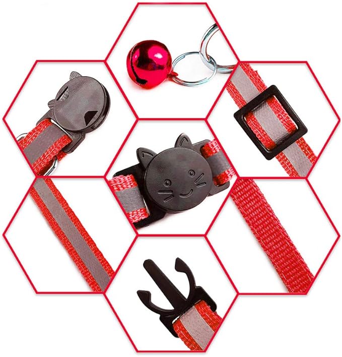 4 Pcs Cat Collars with Bell, Breakaway & Reflective, 4 Colors, 7-12 Inch - Image 8