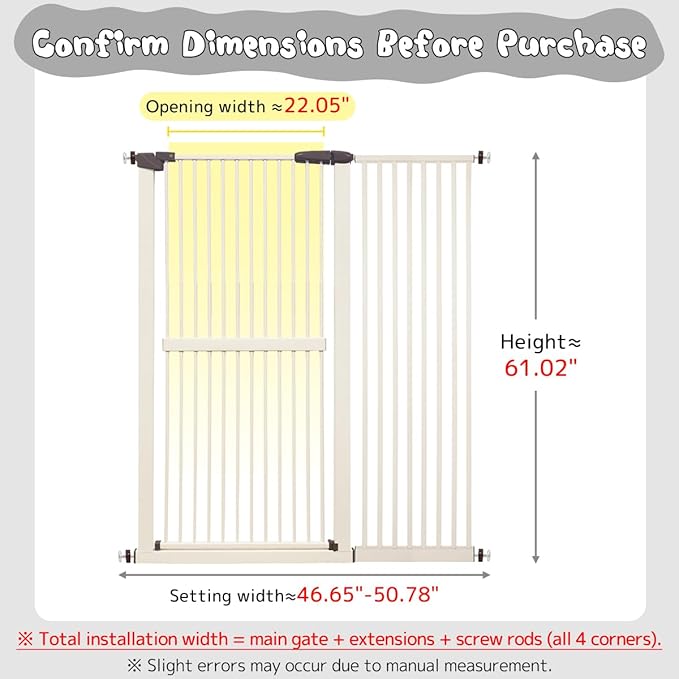 Lumizone Extra Tall Cat Gate 61.02" High Pressure Mounted Extra Wide - Image 2