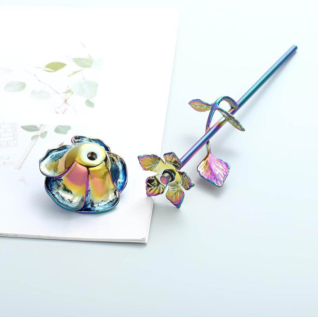 Rose Flower Keepsake Urns for Human Ashes - Memorials Urn Locket - Long-Stem Colorful Rose Flower Cremation Urns - Funeral Urn for Ashes Adult Cremation Keepsake for Ashes