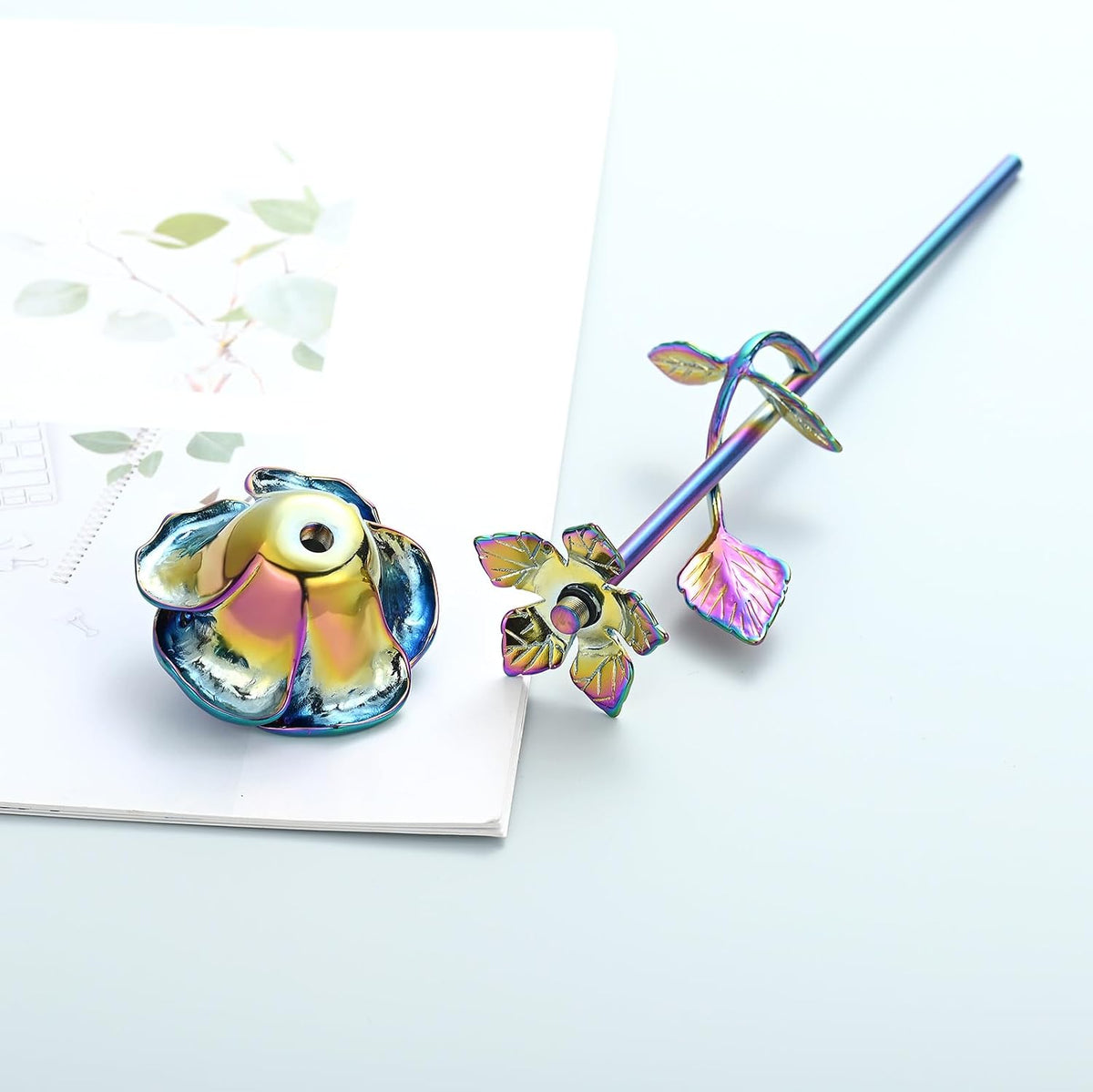 Rose Flower Keepsake Urns for Human Ashes - Memorials Urn Locket - Long-Stem Colorful Rose Flower Cremation Urns - Funeral Urn for Ashes Adult Cremation Keepsake for Ashes