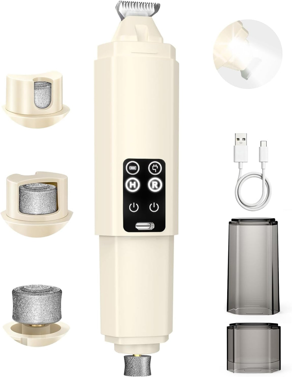 2-in-1 Quiet Dog Nail Grinder & Paw Trimmer Kit with LED Light