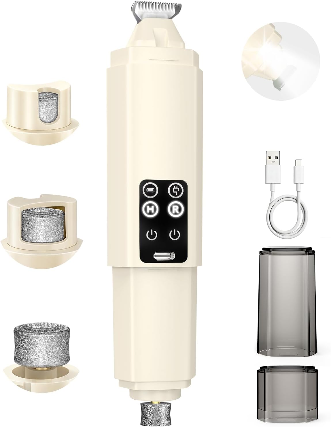 2-in-1 Quiet Dog Nail Grinder & Paw Trimmer Kit with LED Light