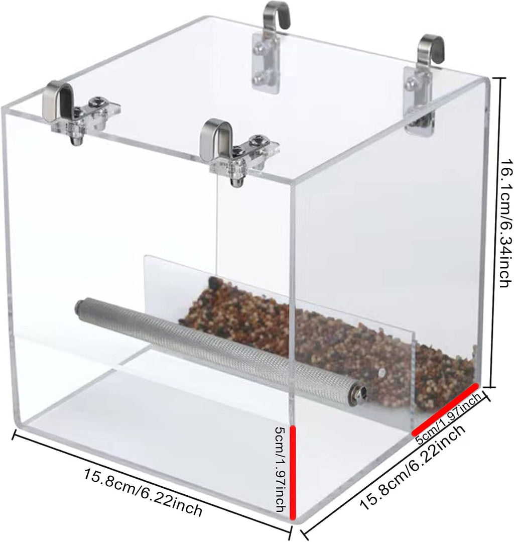 No Mess Bird Feeder for Cage, Automatic Acrylic No Mess Bird Feeder Cage