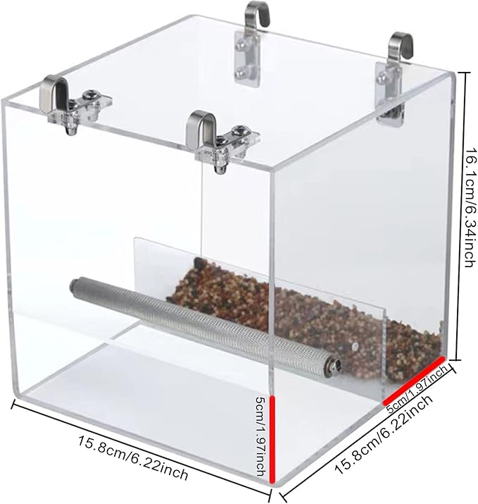 No Mess Bird Feeder for Cage, Automatic Acrylic No Mess Bird Feeder Cage for - Image 2