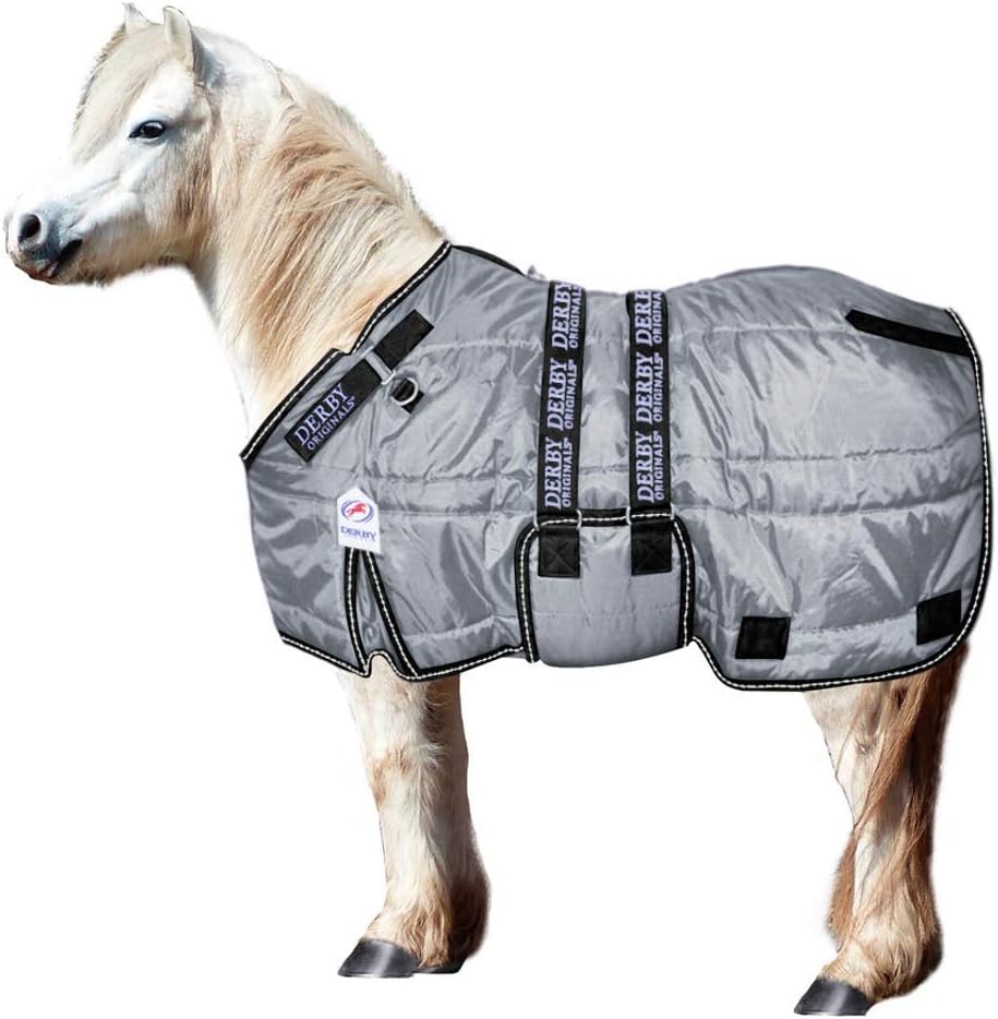 Derby Originals Nordic Tough Closed Front 420D Water Resistant Winter Mini Horse and Pony Stable Blanket 200g Medium Weight, Charcoal, 62"