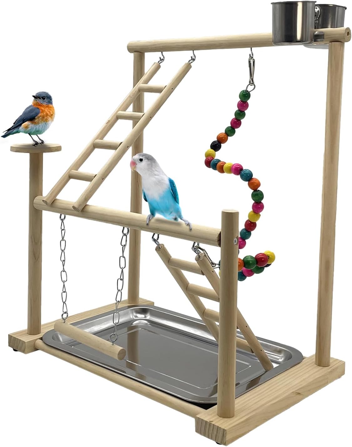 Bird Playground Wooden Parrot Stand Parakeet Perch Bird Play Gym