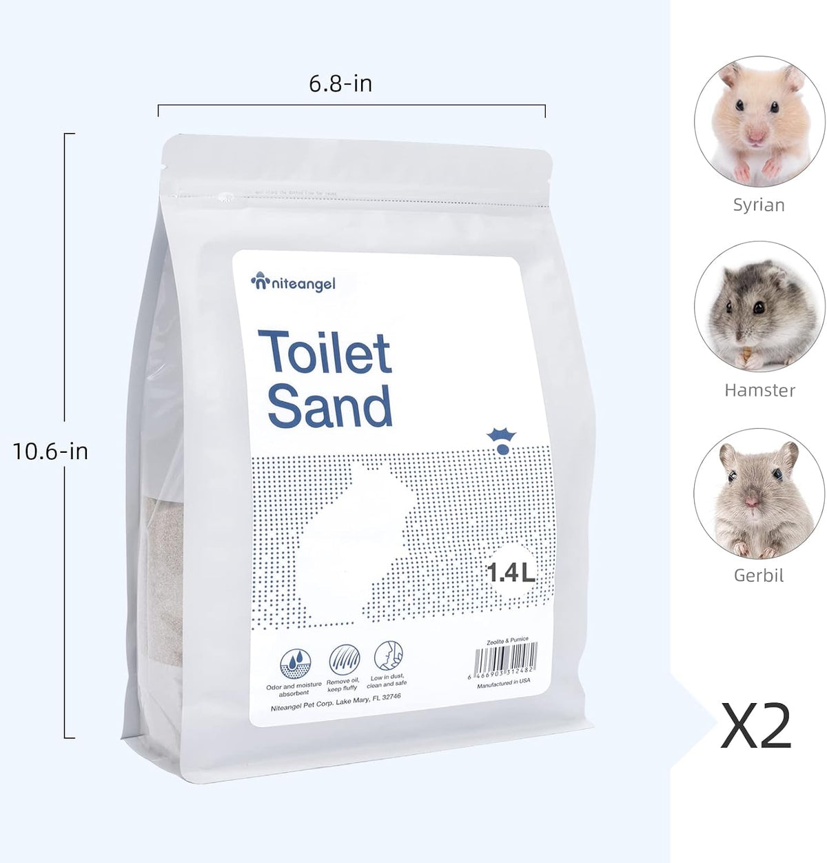 Niteangel Training Litter Potty Sand: 1.4 L x 2 Absorb Odor & No Dust