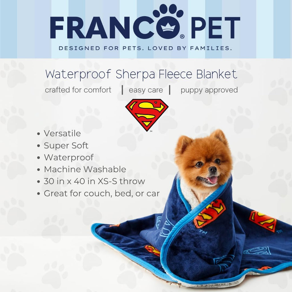 Franco Superman DC Comics Waterproof Dog Bed Cover, Large 30x40 Pet Blanket for Furniture Bed Couch Sofa, (Officially Licensed)