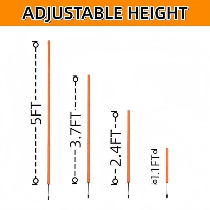 6 Pcs Soccer Agility Poles for Training, 5 FT Adjustable Speed and Agility - Image 3