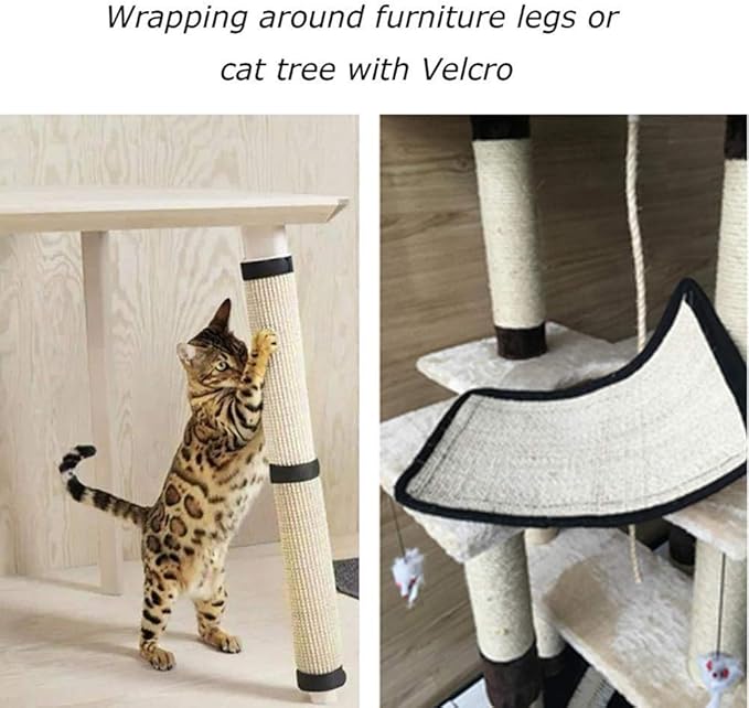 Cat Scratcher Mat with Interactive Mouse Toy, Cat Scratching Post Natural Sisal - Image 4