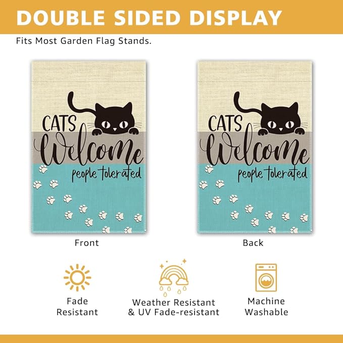 Cats Welcome People Tolerated Garden Flag, Pet Lover Porch Flag, Outdoor Home - Image 3