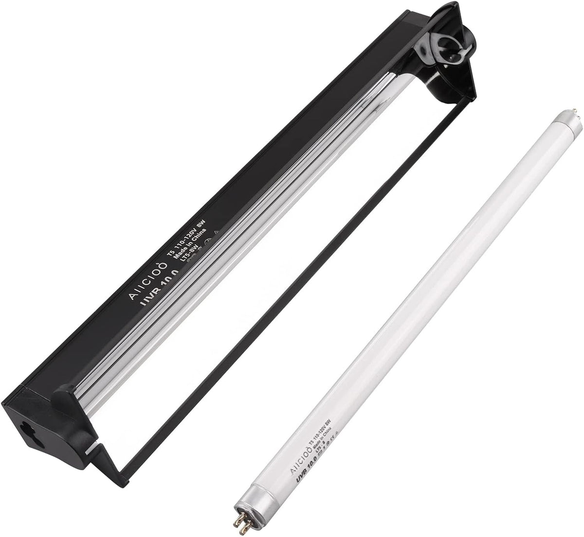 Aiicioo T5 UVB Lighting Combo Kit - 12" Light Fixture Desert 10.0 Terrarium Hood Light Fixture & High Output T5 HO UVB Bulb for Reptiles Chameleon Gecko (watts, 8)