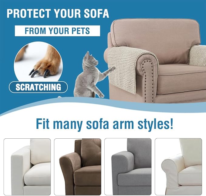 H.VERSAILTEX Plush Chenille Couch Armrest Cover 2 Packs Thick and Soft Sofa - Image 6
