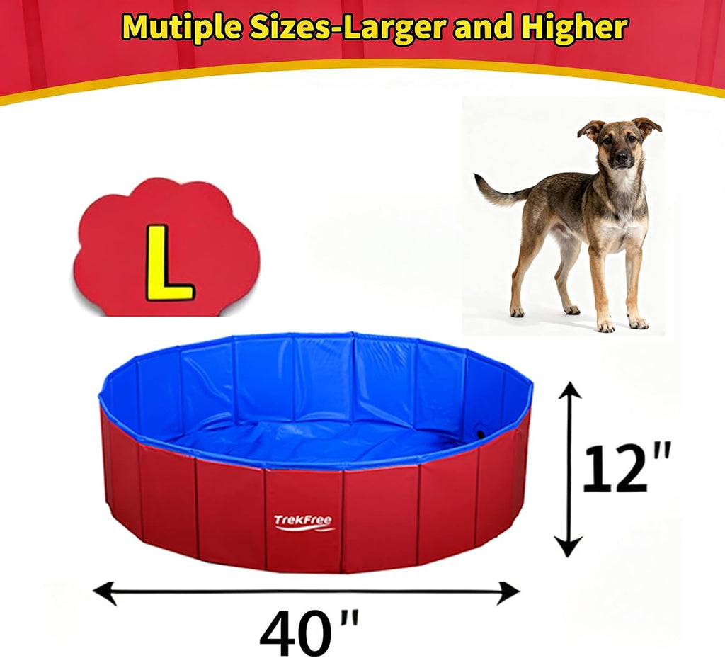 Foldable Dog Pool, Collapsible Plastic Dog Swimming Pool, 40x12in