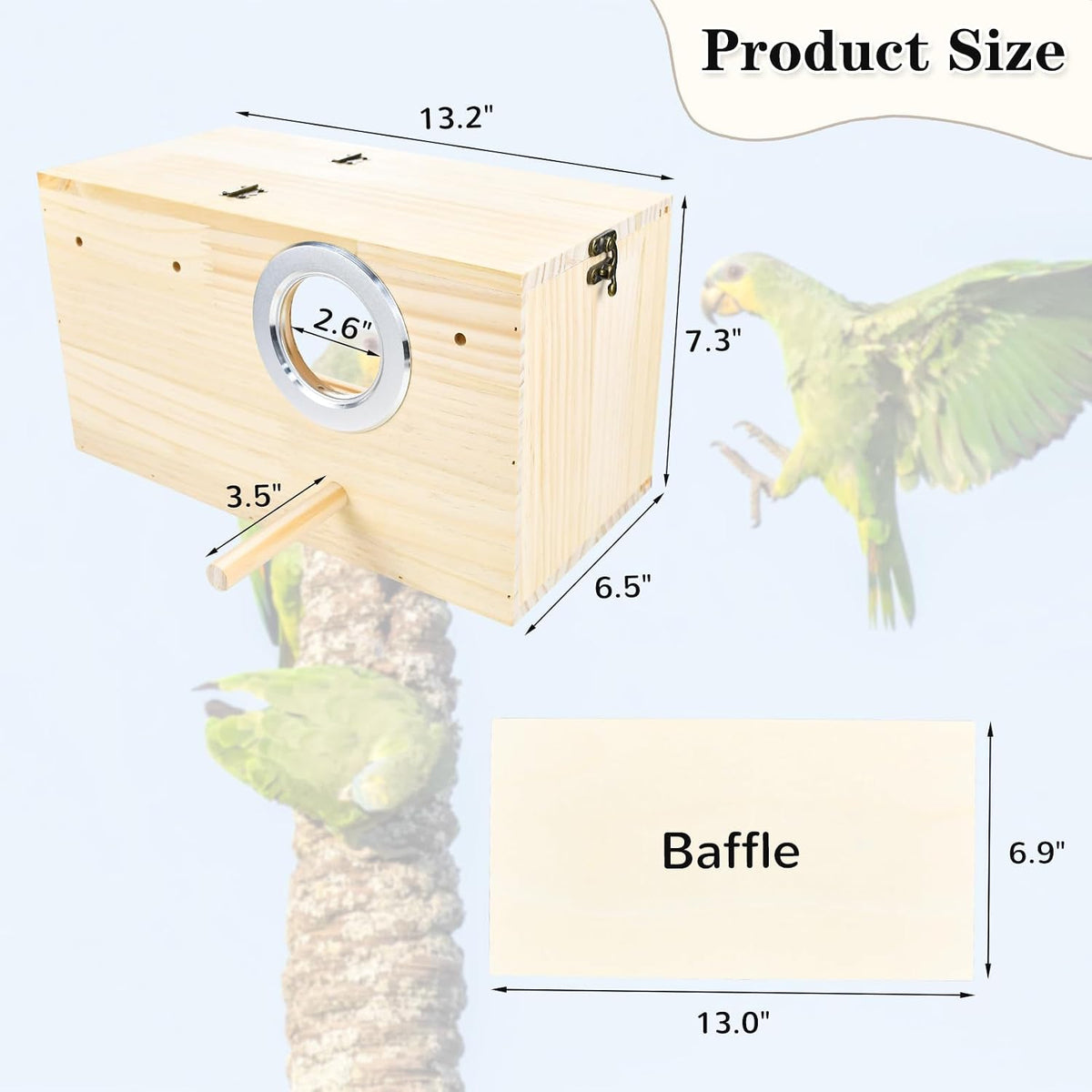 Parakeet Nesting Box Cockatiel Nesting Natural Pine Bird Nest Bird Breeding Box House Acrylic Transparent Bird Box with Detachable Wooden Board for Lovebirds Cockatiel Budgie Conure Parrot XL
